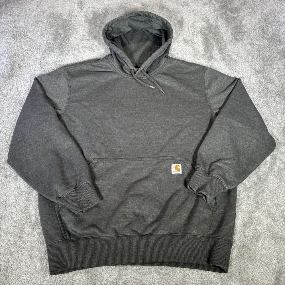 Carhartt Hoodie Sweatshirt Mens L Gray Paxton Heavyweight‎ Water Repellant Loose